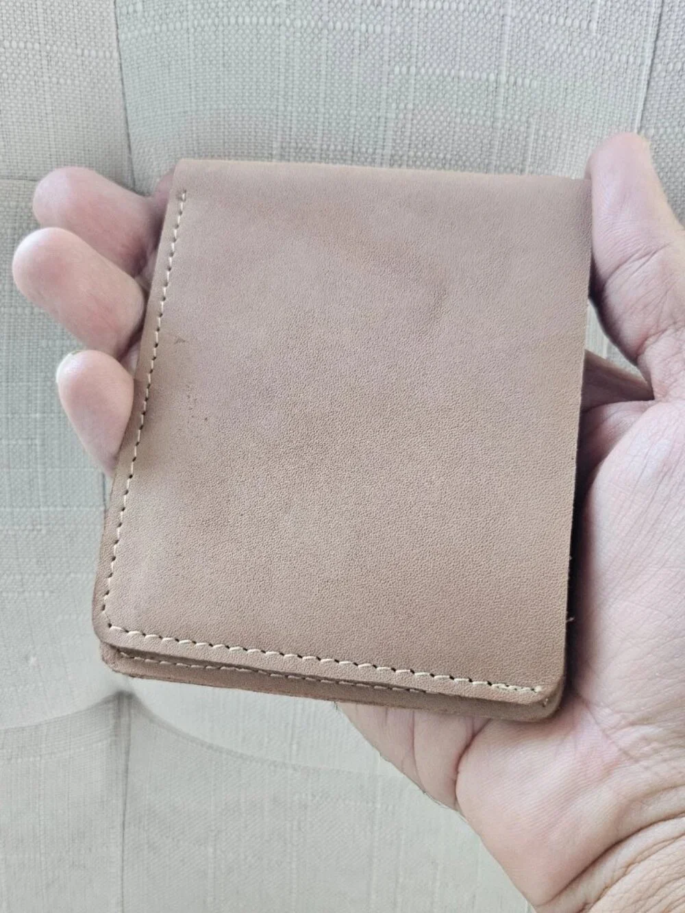 All Leather Billfold Tan Genuine Leather Card Holder Bifold Wallet Handm